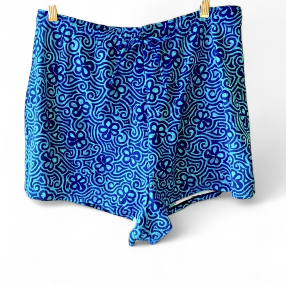 BLAIR SWIMWEAR SHORTS BLUE FLORAL PRINT SIZE 16 BEACH POOL SWIM COVER UP RESORT